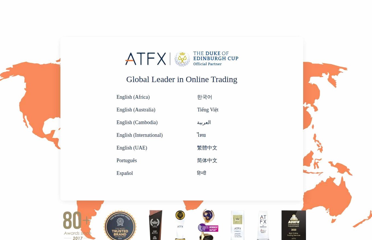 Screenshot of the ATFX website
