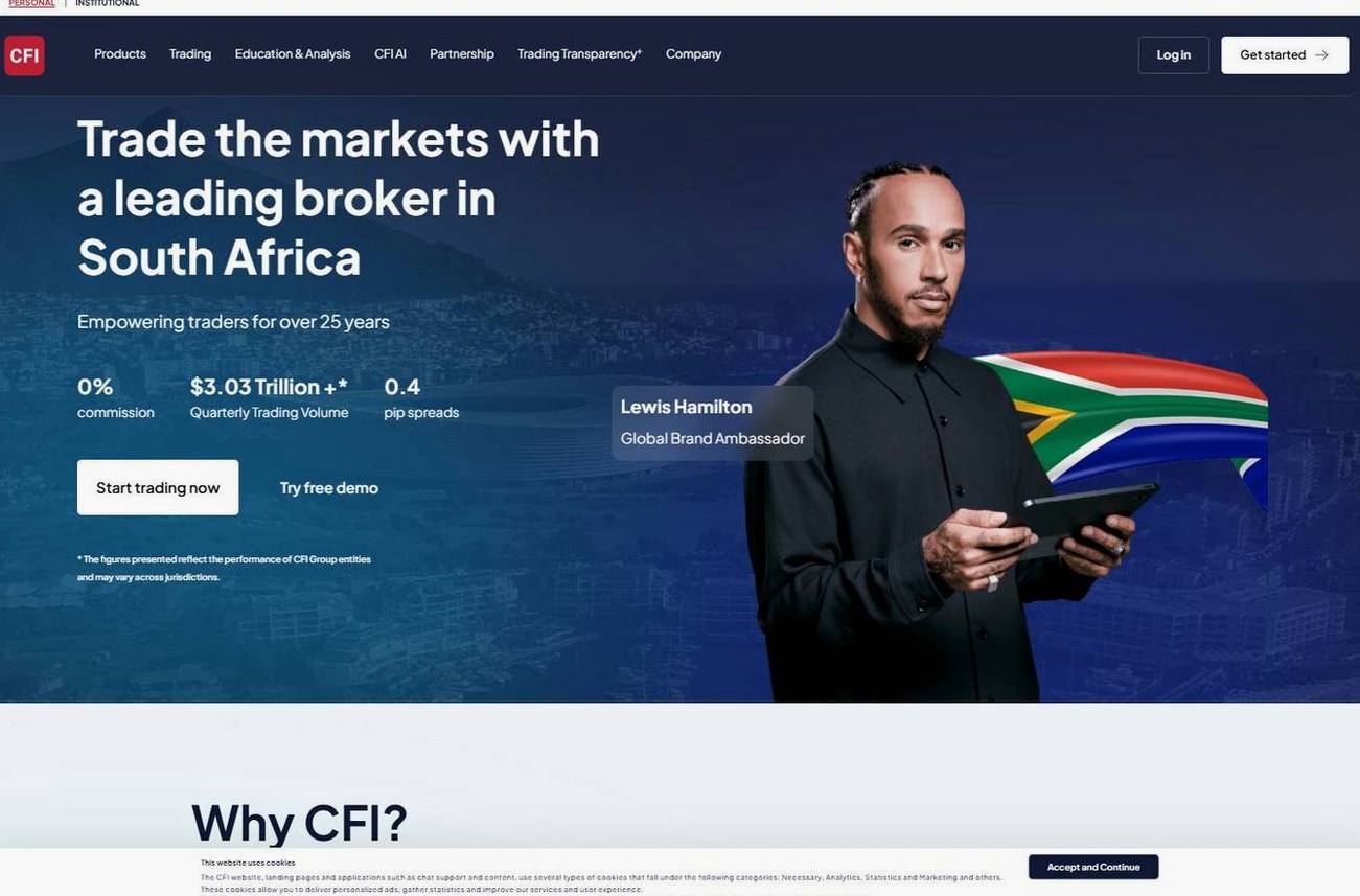Screenshot of the CFI website