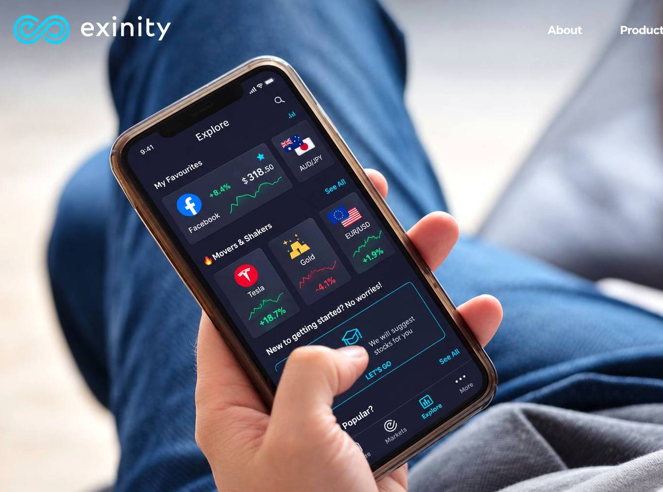 Screenshot of the Exinity website