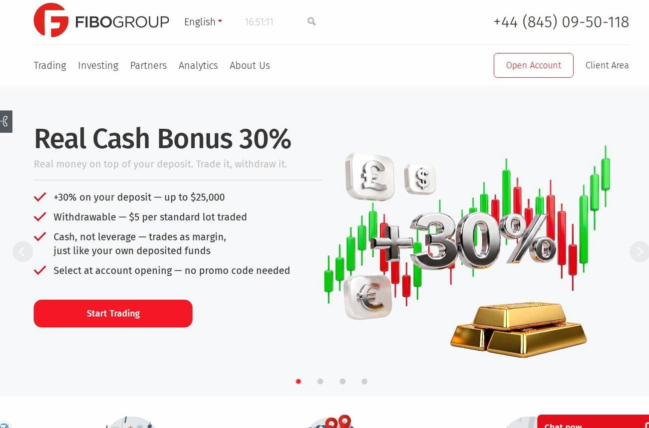 Screenshot of the FIBO Group website