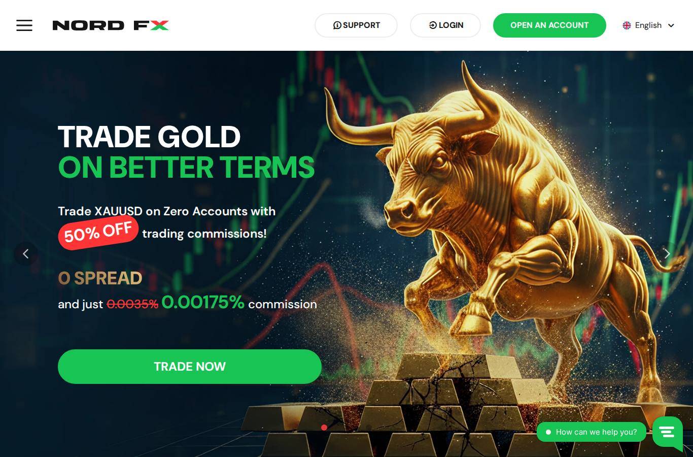 Screenshot of the NordFX website