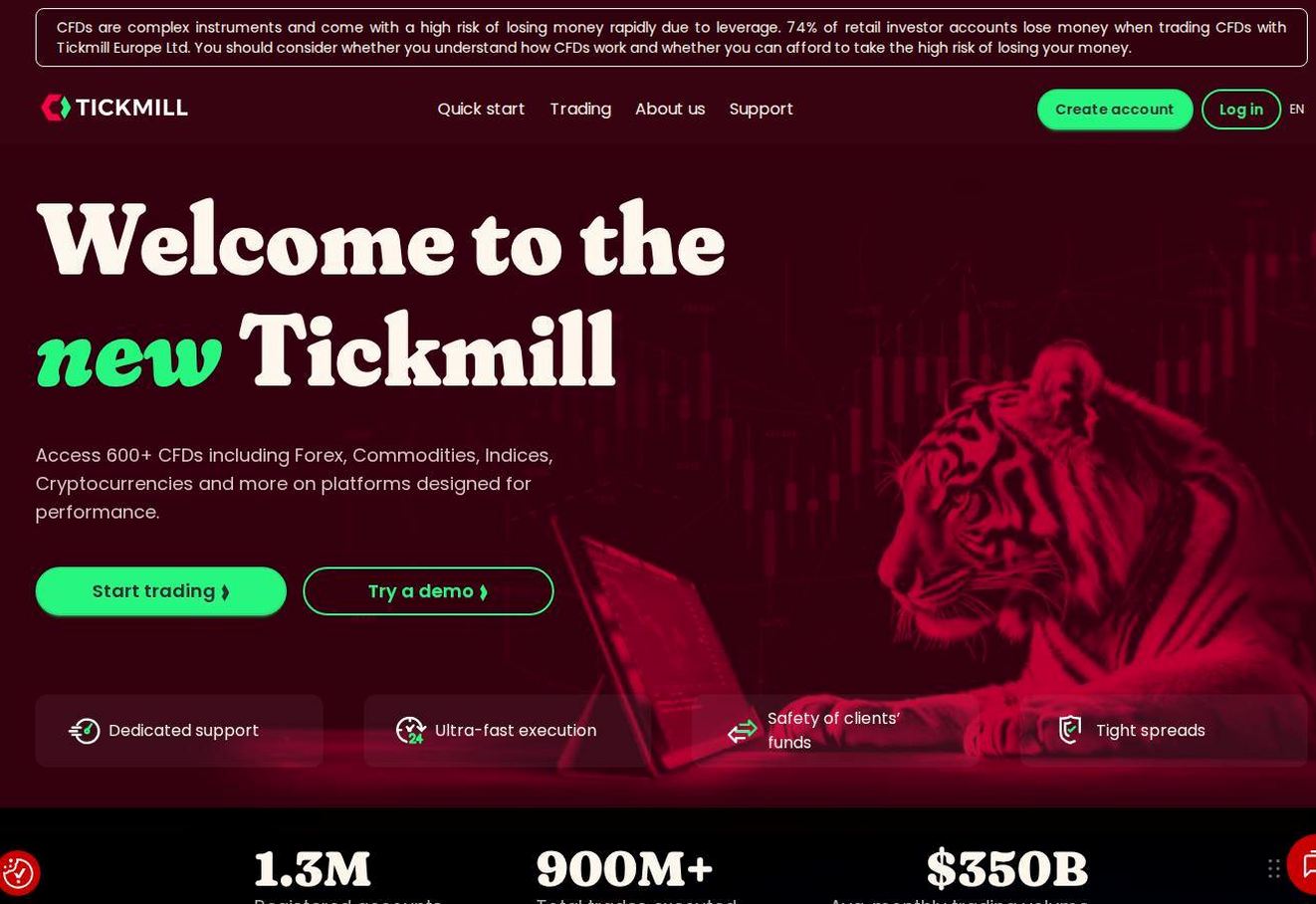 The platform page on the Tickmill website