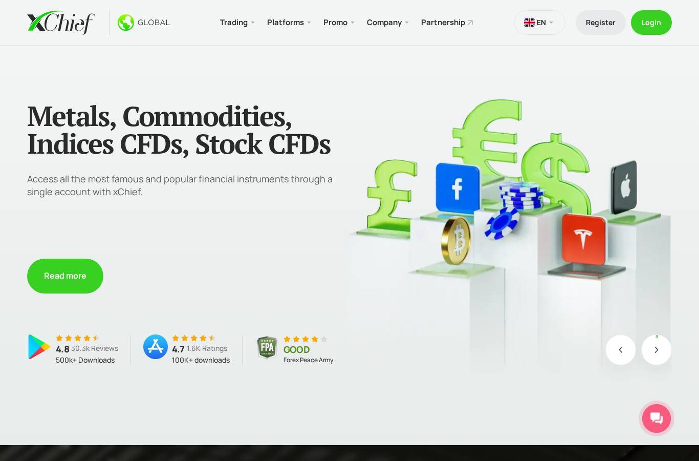 Screenshot of the XChief website